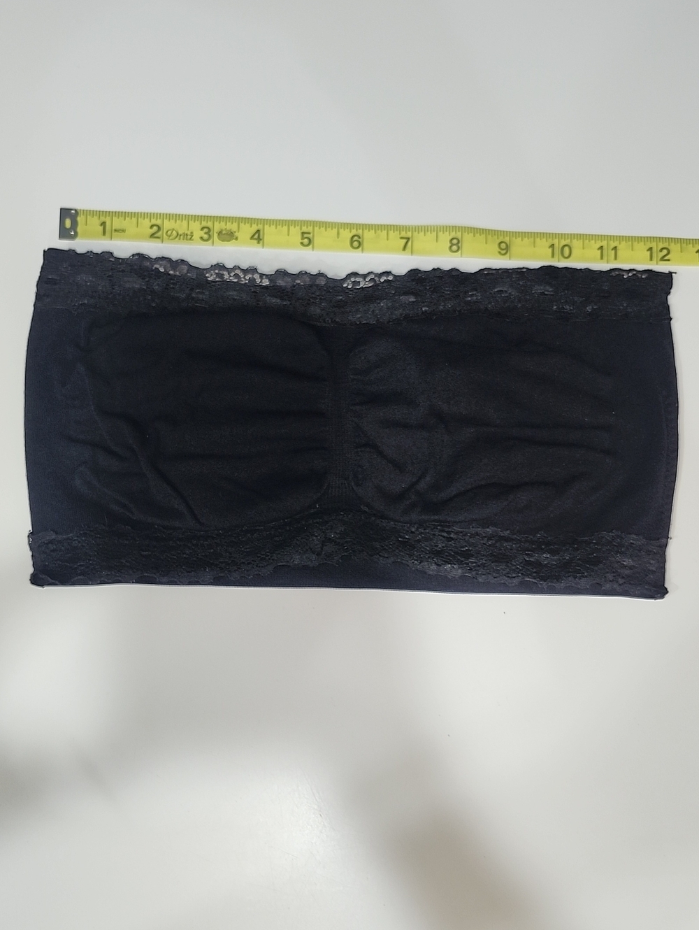 Black Lace Trim Strapless Bandeau Bra